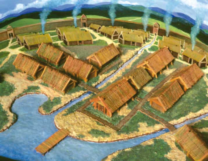 Makieta przedstawiająca przypuszczalny wygląd osady Truso.